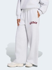adidas Grey Fleece Wide Leg Joggers - Image 1 of 6