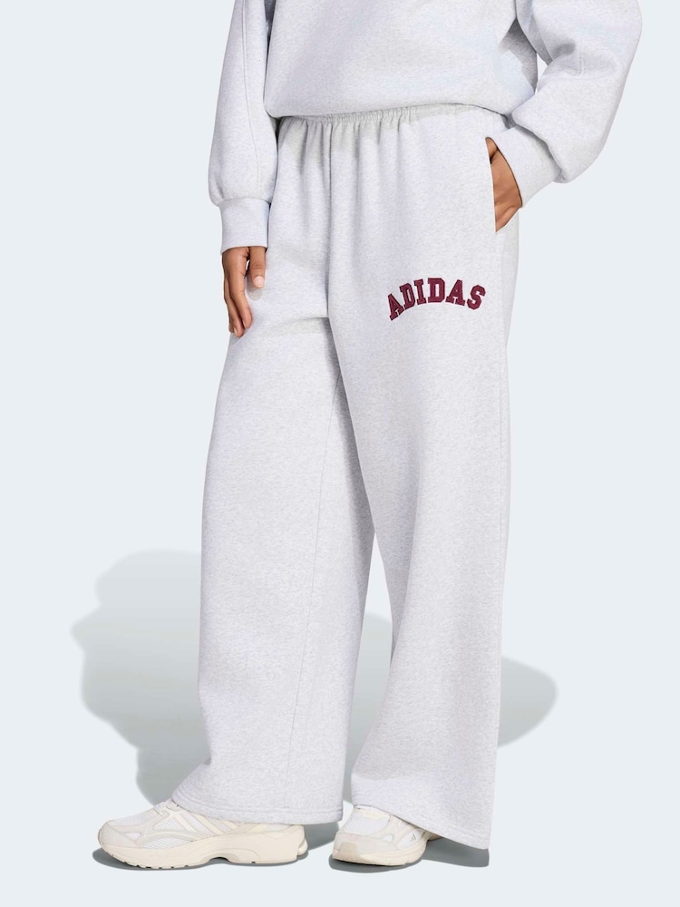 adidas Grey Fleece Wide Leg Joggers - Image 1 of 6 adidas Grey Fleece Wide Leg Joggers - Image 1 of 6