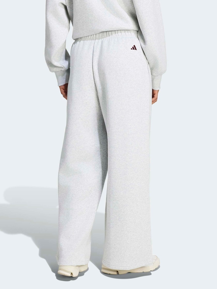 adidas Grey Fleece Wide Leg Joggers - Image 2 of 6 adidas Grey Fleece Wide Leg Joggers - Image 2 of 6