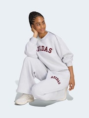 adidas Grey Fleece Wide Leg Joggers - Image 3 of 6