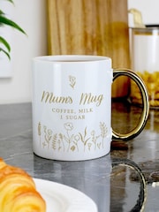 Personalised Floral Gold Handle Mug by PMC - Image 1 of 2
