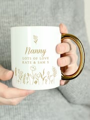 Personalised Floral Gold Handle Mug by PMC - Image 2 of 2