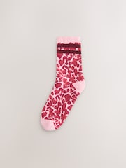 Pink Animal Stripe Cushion Sole Ribbed Sport Ankle With Arch Support Socks 3 Pack - Image 4 of 6