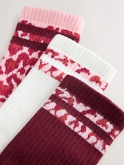 Pink Animal Stripe Cushion Sole Ribbed Sport Ankle With Arch Support Socks 3 Pack - Image 5 of 6