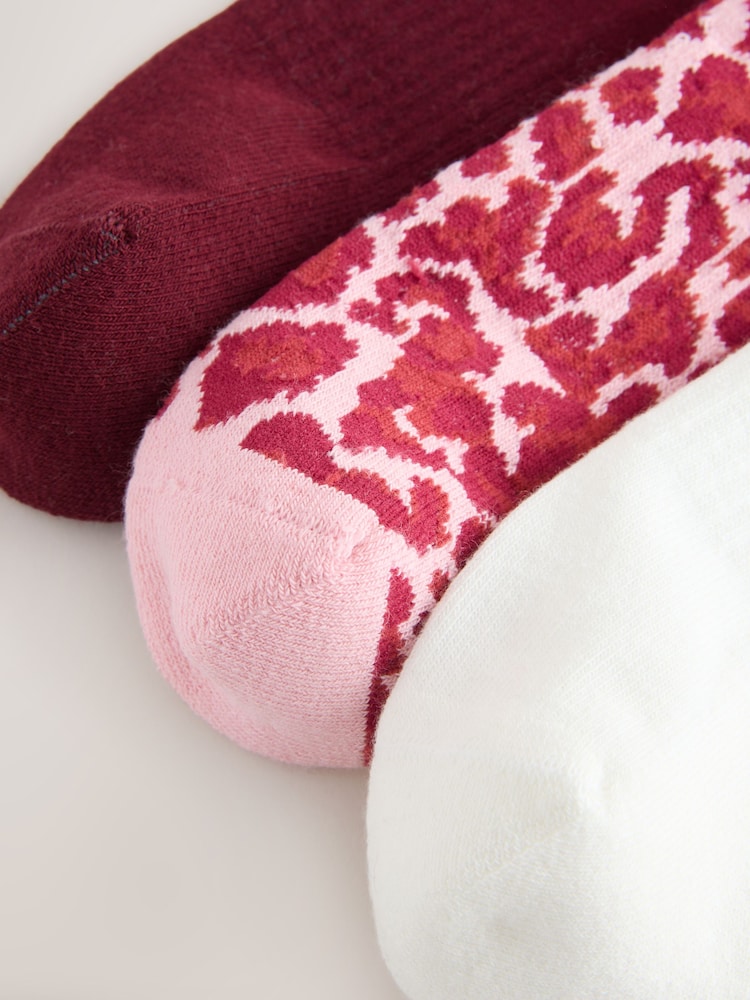 Pink Animal Stripe Cushion Sole Ribbed Sport Ankle With Arch Support Socks 3 Pack - Image 6 of 6