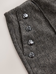 Grey Herringbone Ponte Wide Leg Trousers With Button Detailing - Image 7 of 8