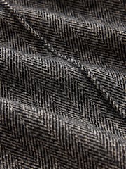 Grey Herringbone Ponte Wide Leg Trousers With Button Detailing - Image 8 of 8