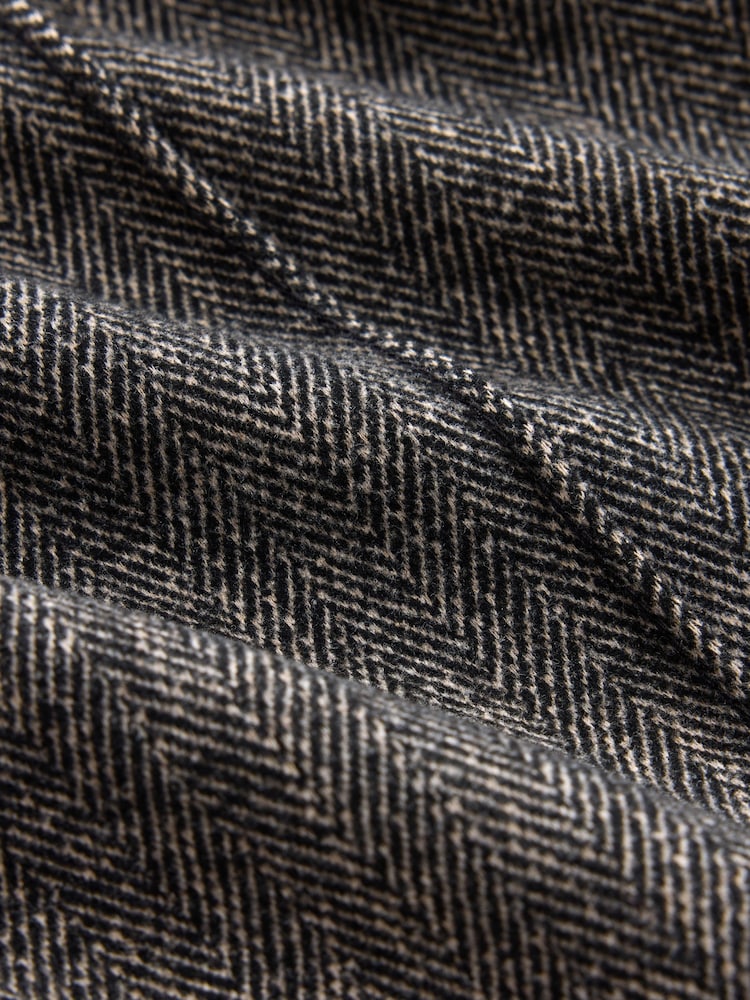 Grey Herringbone Ponte Wide Leg Trousers With Button Detailing - Image 8 of 8 Grey Herringbone Ponte Wide Leg Trousers With Button Detailing - Image 8 of 8
