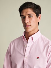 Charles Tyrwhitt Pink Strip Stripe RFU Button-Down Washed Oxford Shirt - Image 2 of 5