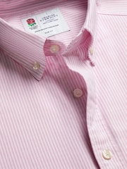 Charles Tyrwhitt Pink Strip Stripe RFU Button-Down Washed Oxford Shirt - Image 4 of 5