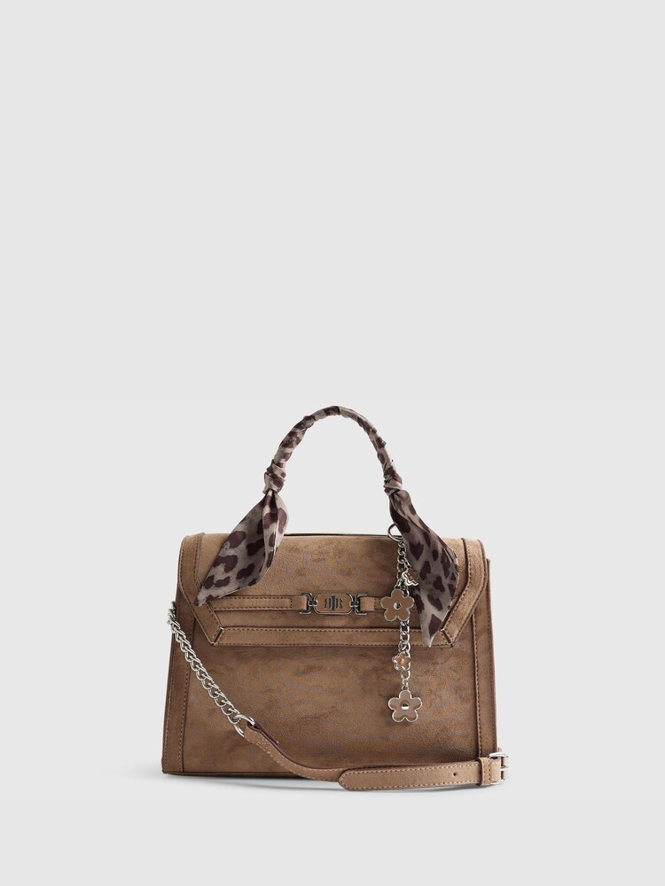 River Island Brown Faux Suede Cross-Body Tote Bag - Image 1 of 5