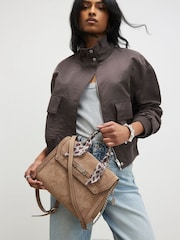 River Island Brown Faux Suede Cross-Body Tote Bag - Image 5 of 5