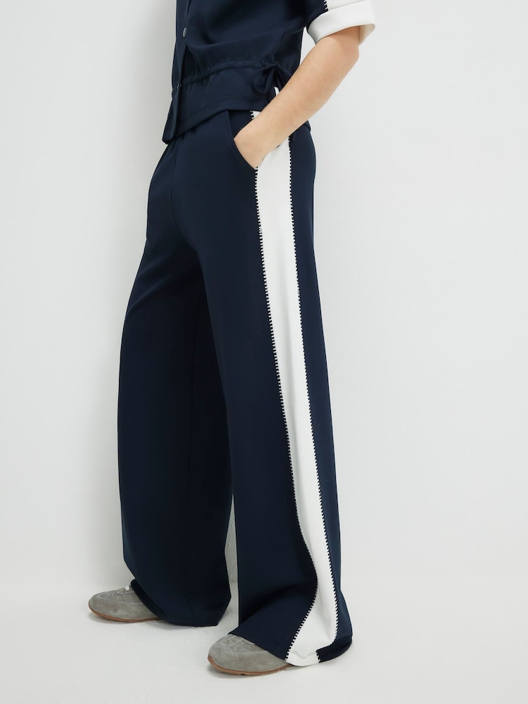 River Island High Waisted Contrast Wide Leg Joggers - صورة 1 من 4