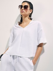 River Island Linen Blend Roll Sleeve Shirt - Imagen 3 de 4