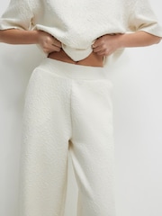 River Island Cream Petite Jacquard Wide Leg Trousers - Image 4 of 4