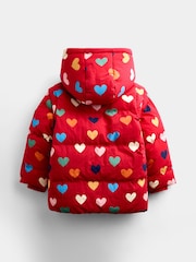JoJo Maman Bébé Red Heart Removable Sleeve Cosy Lined Puffer Coat - Image 2 of 6