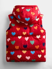 JoJo Maman Bébé Red Heart Removable Sleeve Cosy Lined Puffer Coat - Image 4 of 6