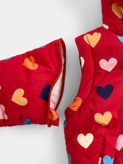 JoJo Maman Bébé Red Heart Removable Sleeve Cosy Lined Puffer Coat - Image 5 of 6