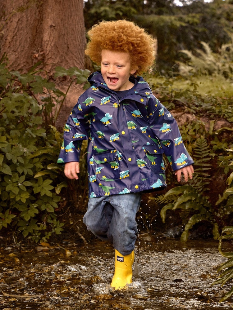 JoJo Maman Bébé Navy Blue Dinosaur Fleece Lined Fisherman Jacket - Image 1 of 8 JoJo Maman Bébé Navy Blue Dinosaur Fleece Lined Fisherman Jacket - Image 1 of 8