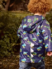 JoJo Maman Bébé Navy Blue Dinosaur Fleece Lined Fisherman Jacket - Image 2 of 8