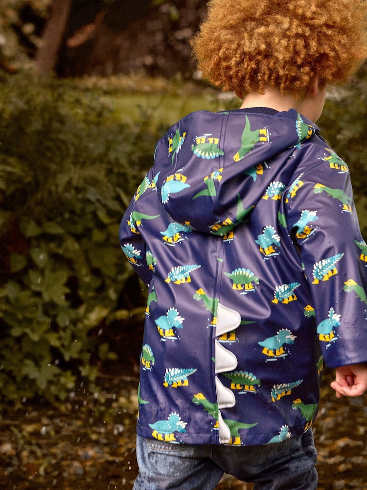 JoJo Maman Bébé Navy Blue Dinosaur Fleece Lined Fisherman Jacket - Image 2 of 8 JoJo Maman Bébé Navy Blue Dinosaur Fleece Lined Fisherman Jacket - Image 2 of 8