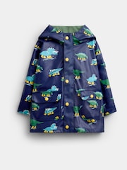 JoJo Maman Bébé Navy Blue Dinosaur Fleece Lined Fisherman Jacket - Image 3 of 8