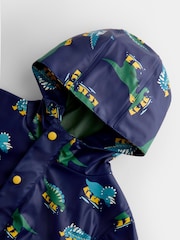 JoJo Maman Bébé Navy Blue Dinosaur Fleece Lined Fisherman Jacket - Image 5 of 8