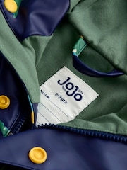 JoJo Maman Bébé Navy Blue Dinosaur Fleece Lined Fisherman Jacket - Image 7 of 8