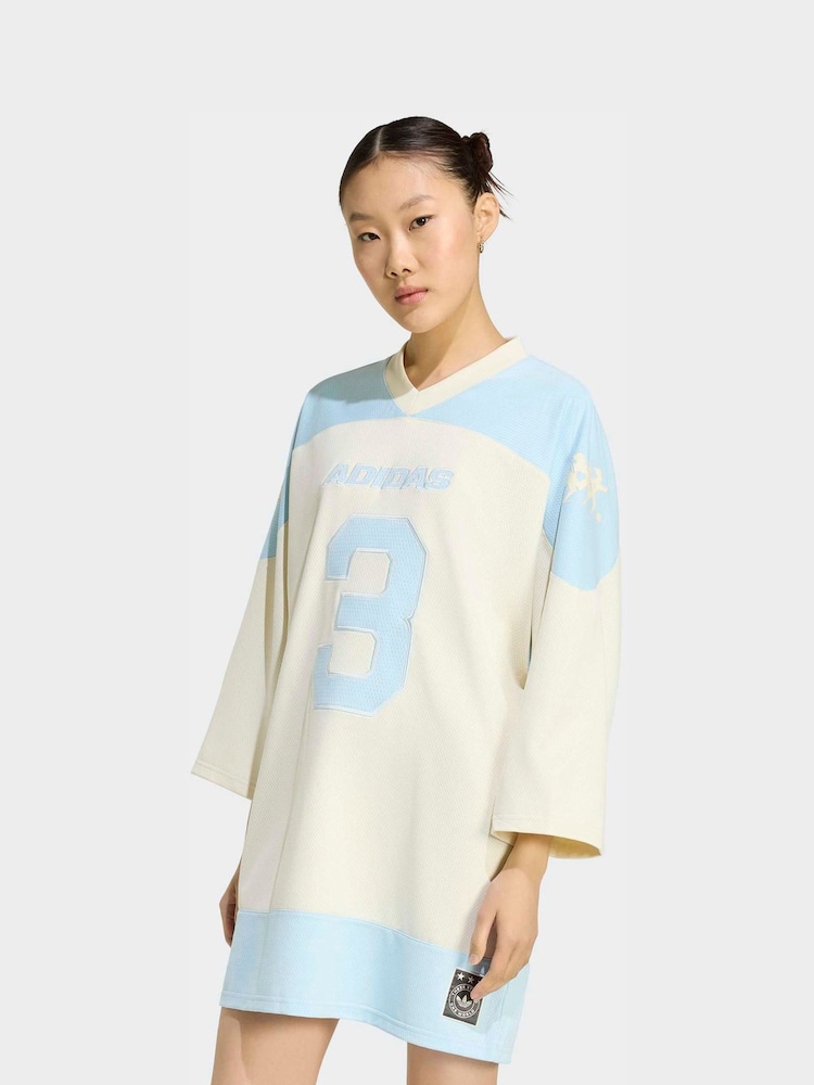adidas Originals Light Blue Hockey Jersey Dress - Image 1 of 6