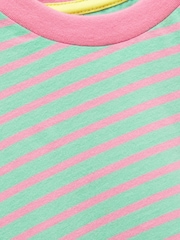 Joules Girls' Mila Aqua Blue Short Sleeve Stripe Boxy T-Shirt - Image 4 of 5