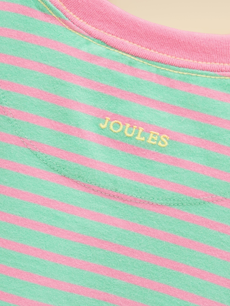 Joules Girls' Mila Aqua Blue Short Sleeve Stripe Boxy T-Shirt - Image 5 of 5