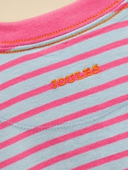 Joules Girls' Mila Blue Short Sleeve Stripe Boxy T-Shirt - Image 4 of 4