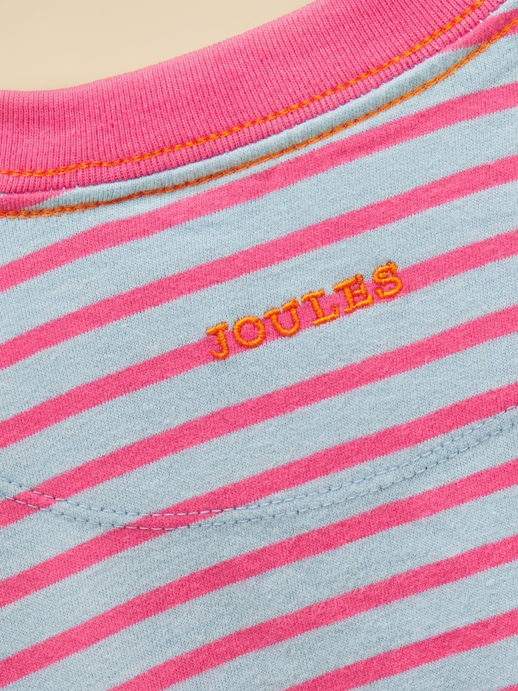 Joules Girls' Mila Blue Short Sleeve Stripe Boxy T-Shirt - Image 4 of 4