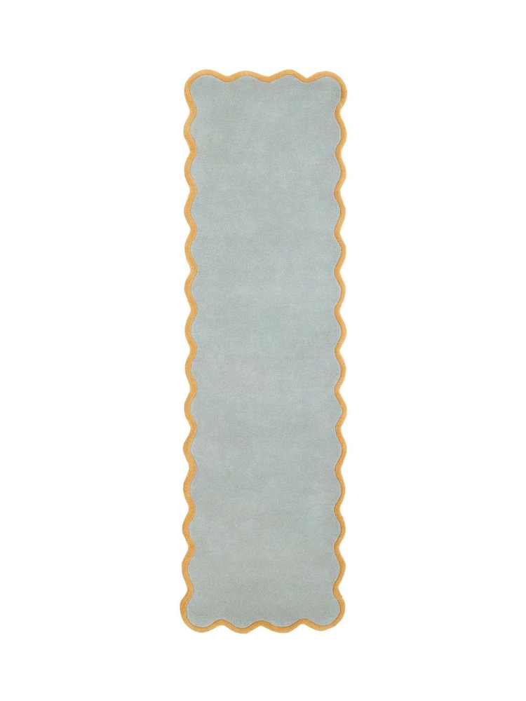Origin Rugs Duck Egg Ochre Scalloped Elsie Runner - Image 2 of 4
