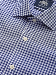 Plavo - Savile Row Company Gingham Check Slim Fit Cotton Single Cuff Formal Shirt - Slika 3 od 3
