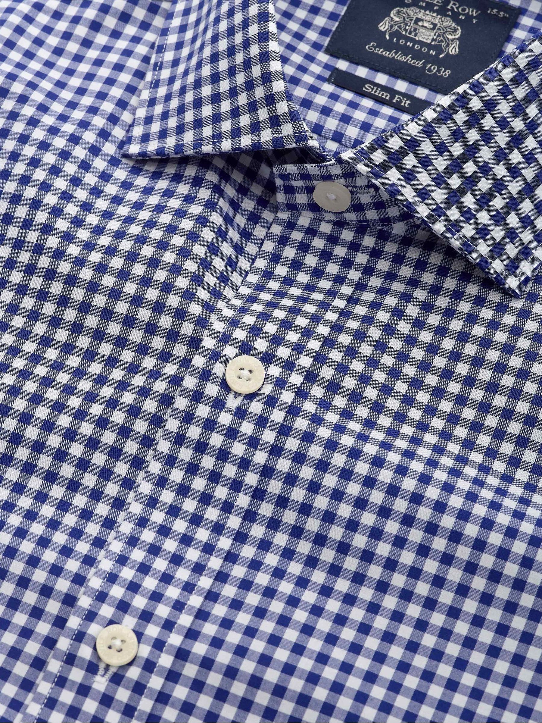 Buy Savile Row Company Navy Gingham Check Slim Fit Cotton Single