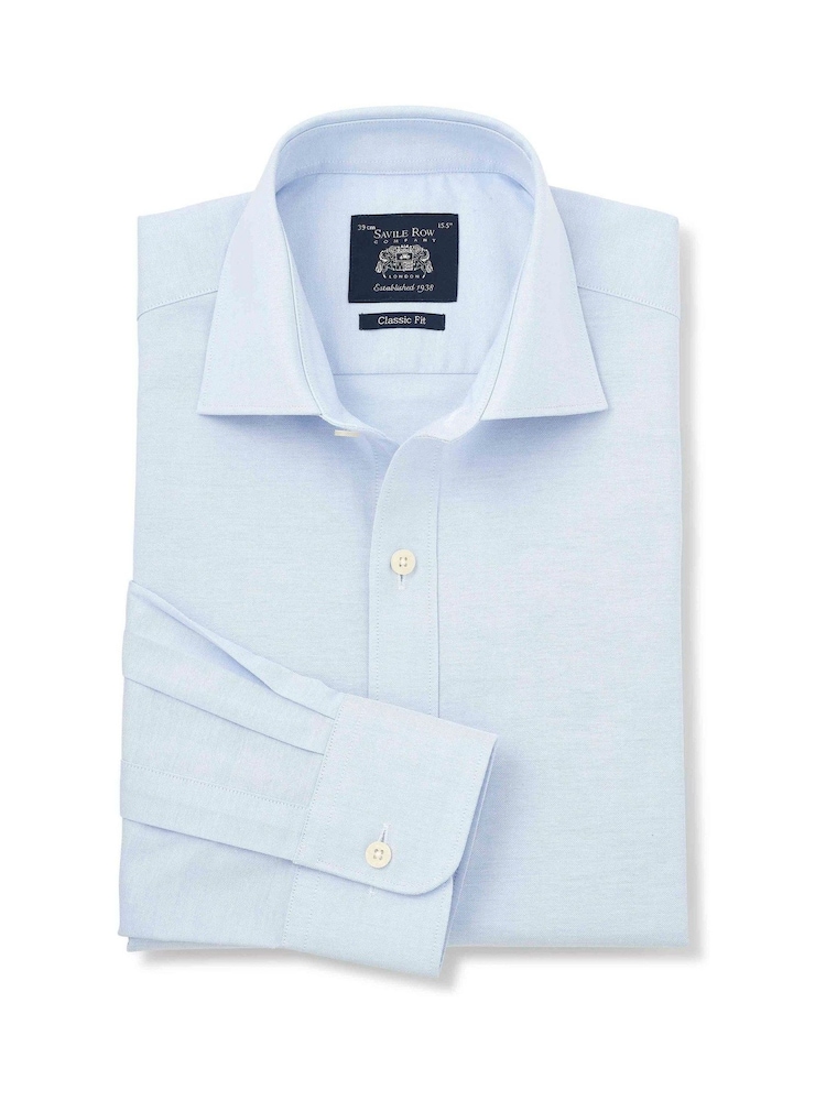 Plavo - Savile Row Company Pinpoint Cotton Classic Fit Single Cuff Formal Shirt - Slika 1 od 3