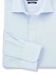 Plavo - Savile Row Company Pinpoint Cotton Classic Fit Single Cuff Formal Shirt - Slika 3 od 3