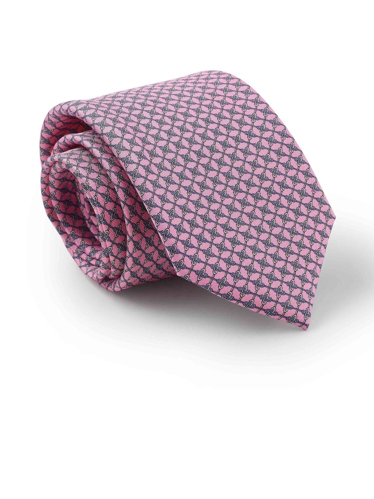 Savile Row Company Pink Chain Link Silk Tie - Image 2 of 2