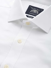 Savile Row Company White Pinpoint Cotton Classic Fit Single Cuff Formal Shirt - Image 4 of 5