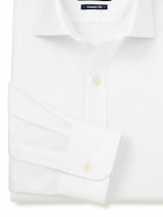 Savile Row Company White Pinpoint Cotton Classic Fit Single Cuff Formal Shirt - Image 5 of 5