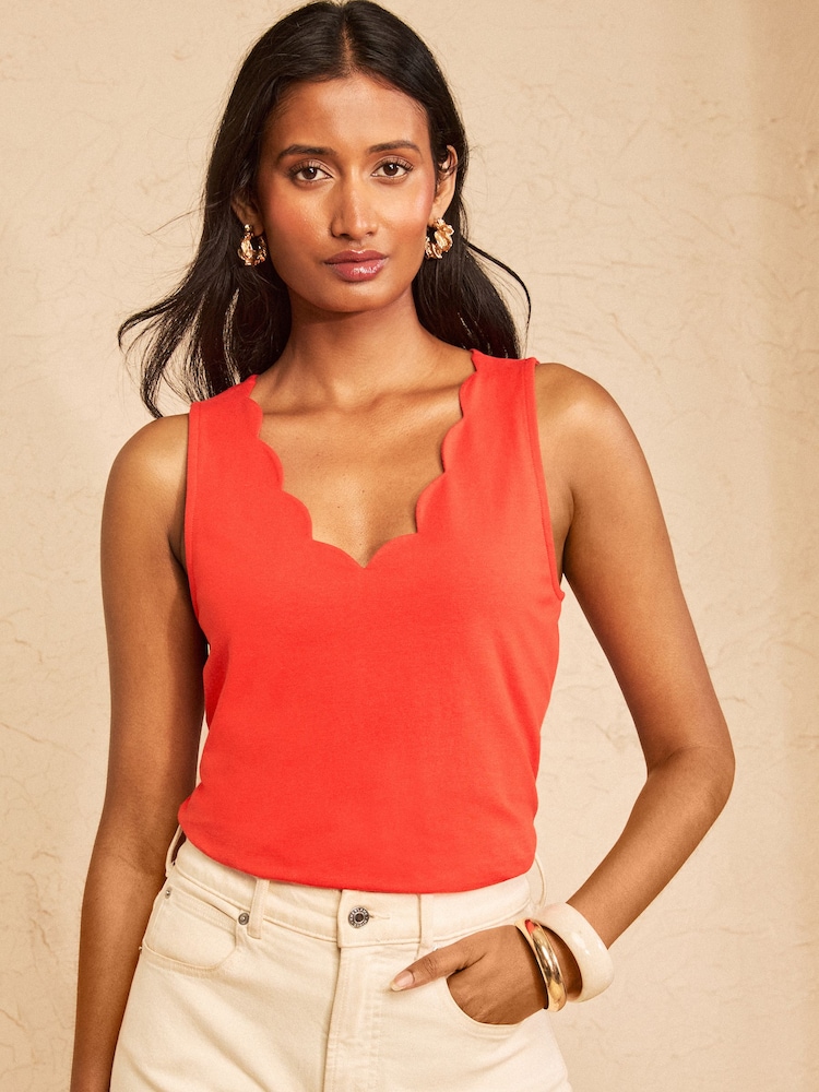 Love & Roses Orange Scallop Scoop Neck Vest - Image 1 of 4