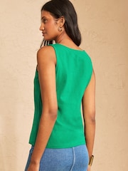 Love & Roses Bright Green Scallop Scoop Neck Vest - Image 4 of 4