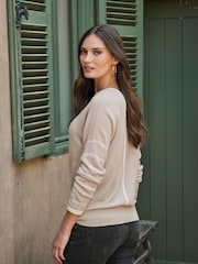 Natur - Pure Collection Cashmere Gassato Stripe Sleeve Crew Neck Jumper - Bild 2 von 3