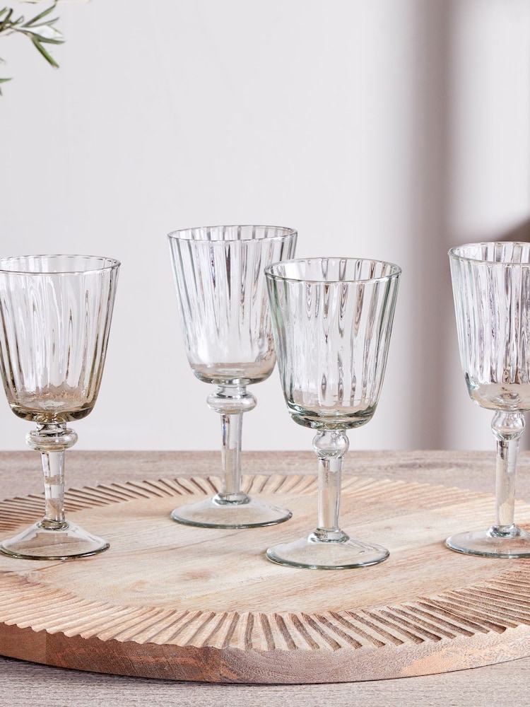 Nkuku Set of 4 Clear Minati Wine Glasses - Image 1 of 3 Nkuku Set of 4 Clear Minati Wine Glasses - Image 1 of 3