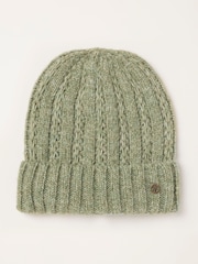 FatFace Green Pointelle Beanie - Image 1 of 3