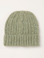 FatFace Green Pointelle Beanie - Image 2 of 3