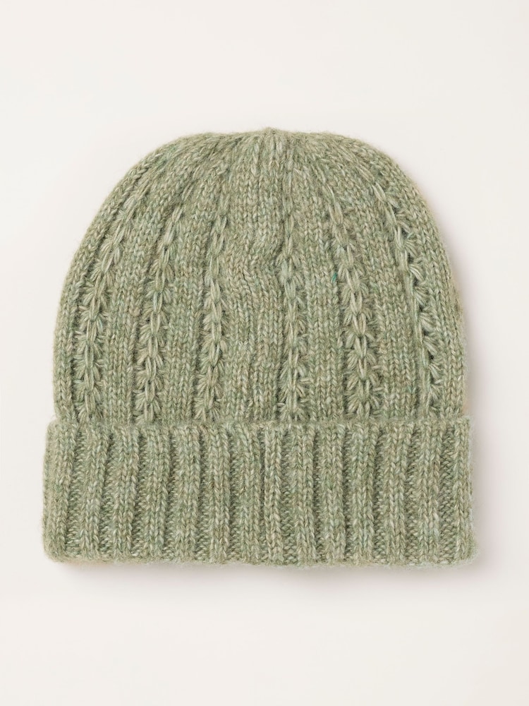 FatFace Green Pointelle Beanie - Image 2 of 3