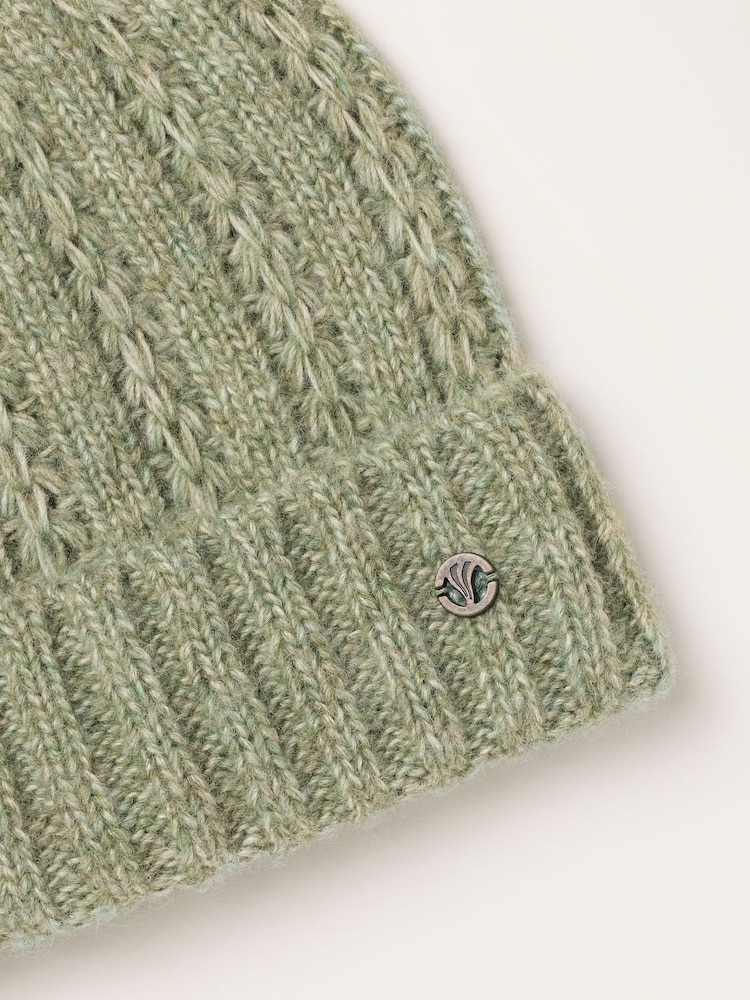 FatFace Green Pointelle Beanie - Image 3 of 3