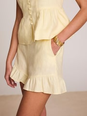 Mint Velvet Yellow Linen Ruffle Trim Shorts - Image 5 of 7